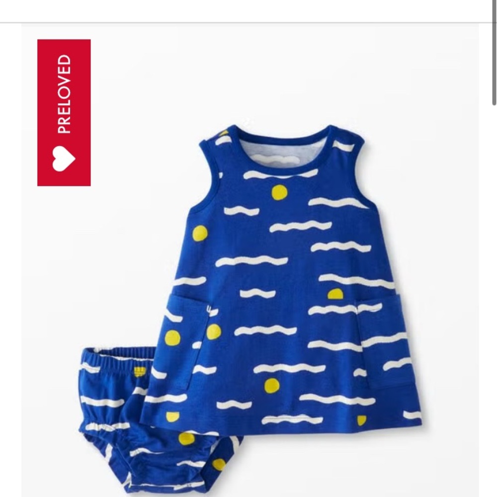 Hannah Anderson- Mellow Waves Baby Print Pocket Dress & Bloomer Set